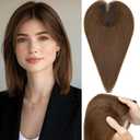 Rich Choices Hair Toppers for Women Real Human Hair Remy Hairs Toppers Hairpieces for Women with Thinning Crown Wispy Clip in Topper 10 Inch No Bang-#4 Medium Brown