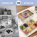 Snackle Box Container with 8 Removable Stainless Steel Containers Clear Divided Serving Snack Tray with Lid & Handle Leak-Proof for Wet/Dry Food Perfect for Parties, Travel, Office