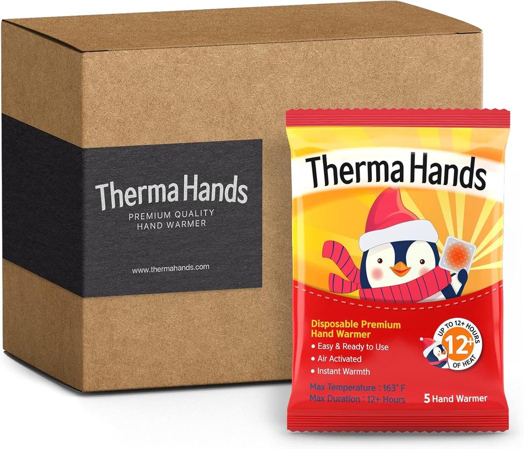 Hand Warmers (20 Packs) - Premium (Size: 3.5 inch x 4 inch, Duration: 12+ Hours, Max Temp: 163 F) Air-Activated, Convenient, Safe, Single Use, Natural, Odorless, & Long Lasting Hand Warmers Disposable