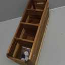 Wooden Kitchen Utensil Holder Organizer for Counter or Countertop, Large Wooden Utensil Holder for Storage Cooking and Silverware with 4 Compartment, Acacia Rustic Wood Container Extra Large