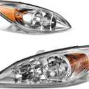 AUTOSAVER88 Headlight Assembly Compatible with 2002 2003 2004 Camry (Only Fits LE/XLE) Chrome Housing Amber Reflector Clear Lens