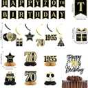 70th Birthday Decorations for Men, Black Gold Back In 1955 Birthday Banner Decorations, Vintage 70th Birthday Table Decorations, Cake Topper, Balloons, Backdrop, Sash Party Supplies for Men