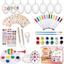LessMo Easter Egg Decorating Kit, 36Pcs White Plastic Eggs with Dye Kit, Easter Tree Ornaments, Stickers for Kids, Hanging Plastic Eggs with Rope for Easter Decoration, Easter Egg Hunts