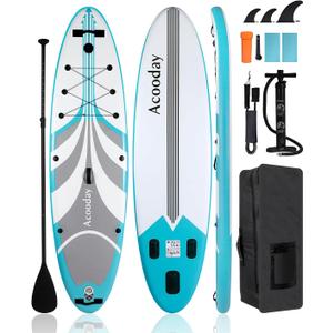 Inflatable Paddle Board, Ultra-Light Stand Up Paddleboards for Adults, 11ft Extra Wide SUP Boards with Camera Mount, Blow Up Paddleboard with Pump, Paddle, Backpack, Fins, Leash