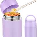 10oz Soup Thermo for Hot Food Kids Insulated Food Jar with Spoon Wide Mouth Stainless Steel Lunch Container Leak Proof Vacuum Food Box for School Travel Picnic Purple