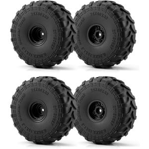 4Pcs Plastic Wheels Rims Hub and Soft Rubber Tires 80mm Upgrade Parts for Axial 1/24 SCX24 1/18 Tra-xxas TRX4-MT RC Crawler Car