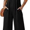 Dokotoo Women's Lace Casual Overalls Summer Jumpsuit Loose Baggy Wide Leg Ruffle Pants Rompers with Pockets (Black, XL)