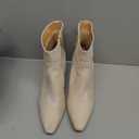 Coutgo Womens Chunky Low Heel Ankle Boots Square Pointed Toe Side Zipper Booties Faux Suede Fall Shoes