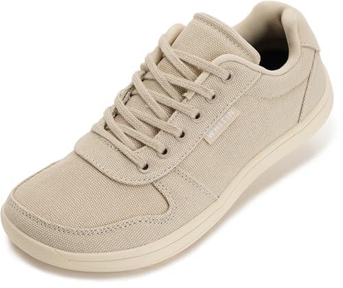 WHITIN Men's Wide Barefoot Shoes | Stylish Canvas Minimalist Sneakers | Zero Drop Sole