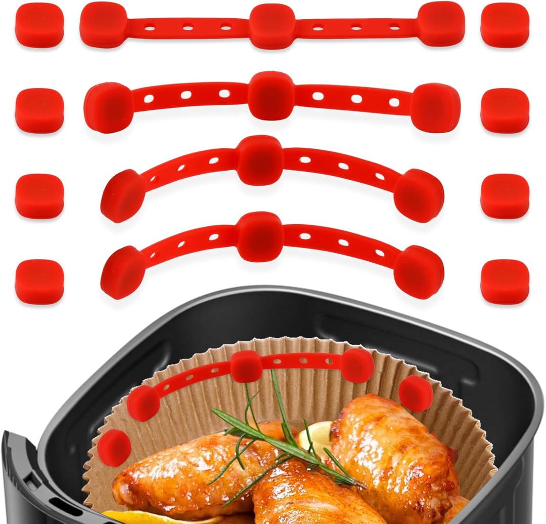 12PCS Air Fryer Magnets For Parchment Paper Liners, Air Fryer Magnets Silicone Buckle for Holding Down Lock Liners, High-Temp Resistant, for Iron A ir Fryers