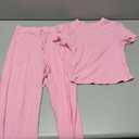 Rooscier Women's 2 Piece Outfits Lounge Sets Short Sleeve Crop Tops and Wide Leg Pants Tracksuit Sets (Pink) XSmall