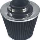Universal 2.5" 63.5mm High Flow Cold Air Intake Filter fit for Most Cars Intake Piping - Washable Aluminum Cone Design with Stainless Steel Clamp (black)