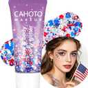 Flag Hexagon Glitter Gel, Red White Blue Hex and White Star
