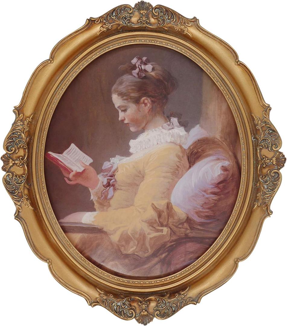 SIMON'S SHOP Vintage Gold Picture Frames 8x10, Oval Photo Frame for Wall and Tabletop, Rococo Antique Style Home Wedding Dcor
