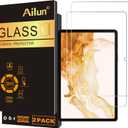 Ailun Screen Protector for Galaxy Tab S8 Plus/S7 FE/S7+, 12.4 inch 2Pack Tempered Glass 9H Hardness 2.5D Edge Ultra Clear Anti Scratch Case Friendly