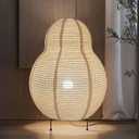 METHEDEECO Plug in Japanese Floor Lamp, 22" Linen Lantern Floor Lamp for Living Room Bedroom, Dimmable Ambient Japanese Decorative Standing Lamp with Easy Assembly, Warm Minimalist Home Decor