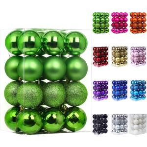 Emopeak 24Pcs Christmas Balls Ornaments for Xmas Christmas Tree - 4 Style Shatterproof Christmas Tree Decorations Hanging Ball for Holiday Wedding Party Decoration (Grass Green, 2.4"/6.2CM)