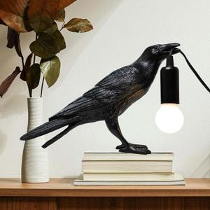 Raven Lamp - Adjustable Brightness with Bulb, Gothic Home Decor for Bedside, Bedroom, Living Room, Halloween Table Decor Light