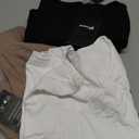 Ficerd 3 Pack Women's Short Sleeve Cotton T-Shirts V Neck Ribbed Slim Fit Tops Ladies' Casual Summer Basic Tee (Large, Black, White, Khaki)