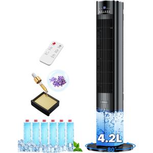 42 INCH Swamp Cooler Air Conditioner w/ 4 Modes & 3 Speeds, Aroma & Memory Function, 15H Timer Evaporative Cooler, 6 Ice Packs, 1.1-Gal Dual Tanks Windowless Portable Air Conditioners for Room