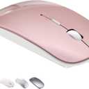 Bluetooth Wireless Mouse for MacBook Air Mac Pro Laptop Computer iPad Pad PC Laser Optical Rechargeable Mini Slim Silent Mouse Widely Used Desktop Hp iMac (Rose Gold)