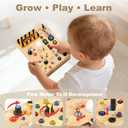 LED Busy Board for Toddlers - Montessori Sensory Toy with 10 Switches & 19 Lights, Wooden Activity Board for Fine Motor Skills, Ideal Educational Birthday Travel Toy Gift for 1 2 3 Year Old Boys Girls