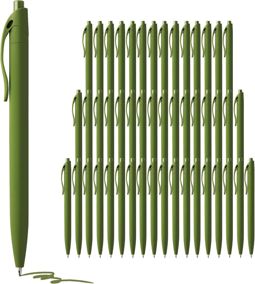 deegtran Pens Bulk, 50 Pack No Bleed Sage Green Click Pen, Wholesale Retractable Ballpoint Pens, Pens Medium Point, Smooth Ink Pen, 1.0MM Sage Green Ink