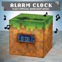 Paladone Licensed Minecraft Grass Block Digital Alarm Clock, Light Up Lamp Plays Official in Game Music, Bedroom Decor for Minecraft Gamers, Tweens and Kids - Minecraft Gift