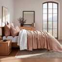 EverGrace Luxury Velvet Quilt Set King Size 3 Piece, Soft Cross-Stitch Velvet Comforter Set with Pillow Shams, Lightweight Coverlet Bedspread Bedding Set for All Seasons, Terracotta Clay