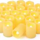24 Pack 1.5" x 2" Flameless Flickering Battery Operated Votive Candles, Lit 200+ Hours LED Tea Light Votive, Electric Outdoor Flicker Candle Bulk for Wedding Halloween Christmas Home Decorations