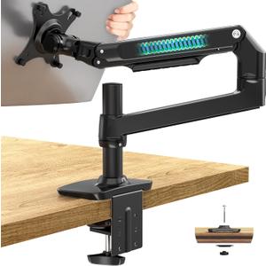 Single Monitor Arm Desk Mount, Holds Screens up to 40 Inches and 25 lbs, Fully Adjustable Vesa Monitor Mount with C-Clamp and Grommet Base, Aluminum, Black