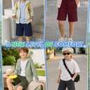 Langyiwee 5 Pack Boys Knee Length Long Shorts, 5-Color, 8-9 Years