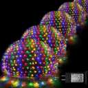 Christmas Net Lights, 510 LED Large Outdoor Net Mesh Lights for Bushes 28x5 ft, 8 Modes Waterproof Twinkle String Lights Connectable for Christmas Hedge Yard Garden Party Decor, Colorful