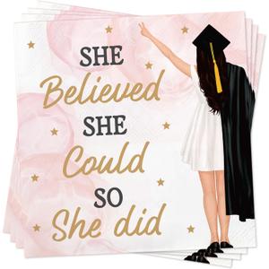 2026 Graduation Party Decorations, 50 Pack Cocktail Napkins for Congratulation Party Decor Supplies, Disposable Paper Napkins for College High School PhD Nurse Law School Graduations