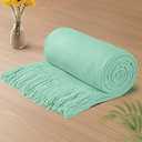 Vonty Mint Green Knitted Blanket with Tassels Fringe 50" x 60", Super Soft Knit Throw Blanket, Farmhouse Decorative Lightweight Blanket for Couch, Sofa, Bed