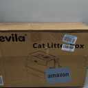 Extra Large Stainless Steel Litter Box with Lid, High Sided Enclosed Metal Cat Litter Pan, Dog Proof Front Entry Top Exit, Odor Control Easy Clean Leak Proof, Includes Scoop & Step, Light Gray