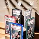 UV-Resistant Magnetic Metal Slab Case for 35pt PSA Graded Cards-High Alumina Glass-Multi-Point Magnetic Lock-Durable Frame-Stackable Design.Gradient Blue-Red