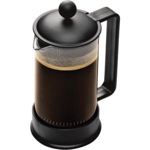 Bodum 12oz Brazil French Press Coffee Maker, HighHeat Borosilicate Glass, Black  Made in Portugal