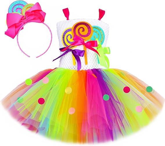 HJTT Candy Lollipop Costume for Kids Rainbow Tulle Princess Tutu Dress for Girls Halloween Birthday Party Clothes (Candy A,56 Years) HJTT Candy Lollipop Costume for Kids Rainbow Tulle Princess Tutu Dress for Girls Halloween Birthday Party Clothes (Candy A,56 Years)