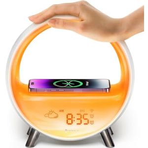 Dekala 5G Arches Gradual Sunrise Alarm Clock with Wireless Charging Sunset White Noise Sleep Sound Machine Bluetooth Speaker with Night Light for Adults Touch/App/Button Control Support 2.4G 5G WiFi