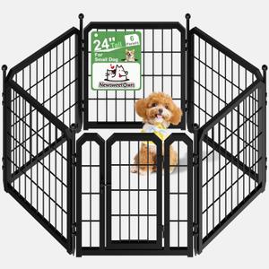 Dog Playpen for Indoor & Outdoor, 24 inch 6 Panels Metal Puppy Playpen for Puppies/Small Dogs, Portable Pet Fence for Yard, Camping, Travelling, Black