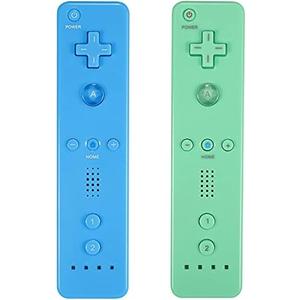 Yosikr Controller for Wii, Remote Controller for Wii with Silicone Case and Wrist Strap Compatible for Wii/Wii U (2 Pack, Green and Green)