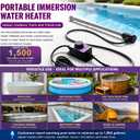 1800W Small Submersible Pool Heater for Above Ground Pools, 120V Immersion Water Heaters with Thermostat, Portable Hot Tub GFCI Plug for Baptismal Pool Warmer Baptistry Water Heater