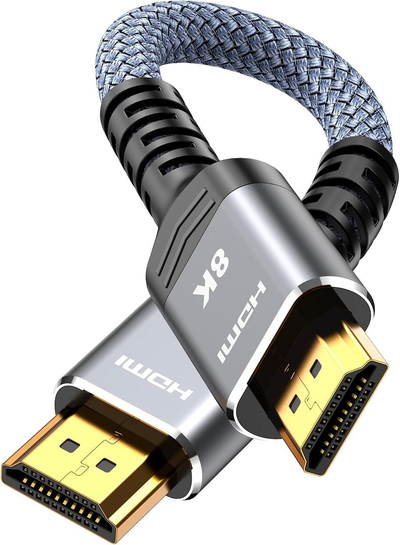 Highwings 4K Short HDMI Cable 0.5FT/0.15m - 4K@60Hz HDR Braided HDMI Cord, 18Gbps High Speed with Ethernet/ARC, 3D, HDCP 2.2, ARC, Compatible for PS-5/4/3/4K HDTV/Monitor/Projector/Streaming Media (Grey)