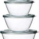 M MCIRCO Glass Mixing Bowls with Lids, 4 Packs Glass Bowl Set, Nesting Bowls for Meal Prep, Food Storage, Bowls For Cooking, Baking, BPA-Free, 0.8/1.7/2.9/4.8 Qt