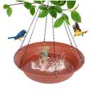 Afrine Hanging Bird Bath for Outside, Hanging Bird Water Feeder for Outdoor, Birdbath Bowl, Birdbaths for Outdoors Balcony Window Backyard Garden, Small Large Wild Birdfeeder Tray (12", Terracotta)