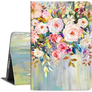for iPad Air 2/1 Case, Floral for iPad 6Th/5Th Generation Case, for iPad Cover 6Th Generation, for iPad 9.7 Cover, Auto Wake/Sleep Multi-Angle Viewing Slim Lightweight, Oil Painting Flowers