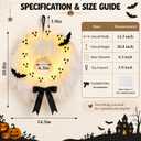Halloween Lighted Ghost Wreath, 14 Inch LED Ghost Door Hanging