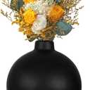 Black Ceramic Vase, Small Cute Flower Vase for Flowers Plants, Matte Vases for Modern Table Shelf Home Decor Wedding Boho Decor, Ceramic Vase for Pampas Grass Fluffy Stem Bouquet Flowers