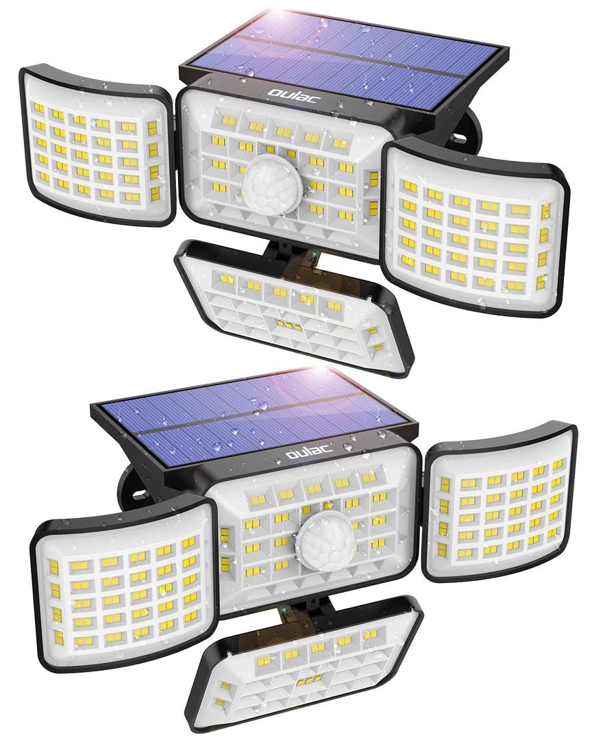 Oulac Solar Outdoor Lights, 250 LED Lights with Motion Sensor (2 Pack)